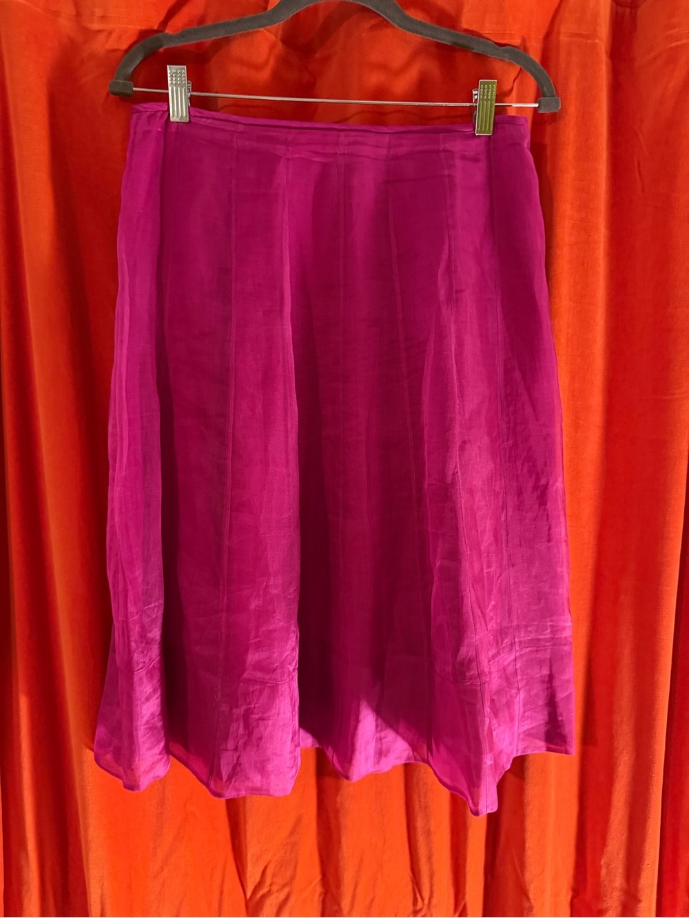 Beautiful Carmen Marc Valvo Vibrant Fuchsia A-Line Skirt crepe silk